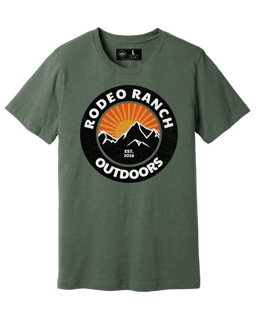 Rodeo Ranch Outdoors Mountains Short Sleeve Shirt - Heather Military Green