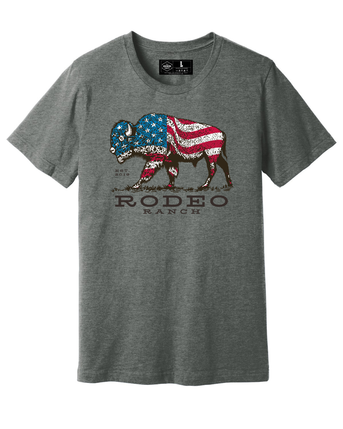 Rodeo Ranch American Buffalo Short Sleeve Shirt - Deep Heather