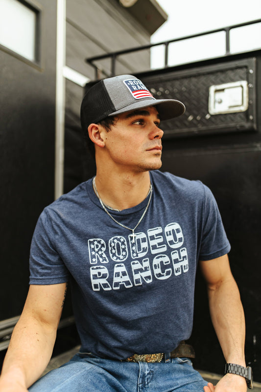 Rodeo Ranch Stars and Stripes Short Sleeve Shirt - Heather Navy