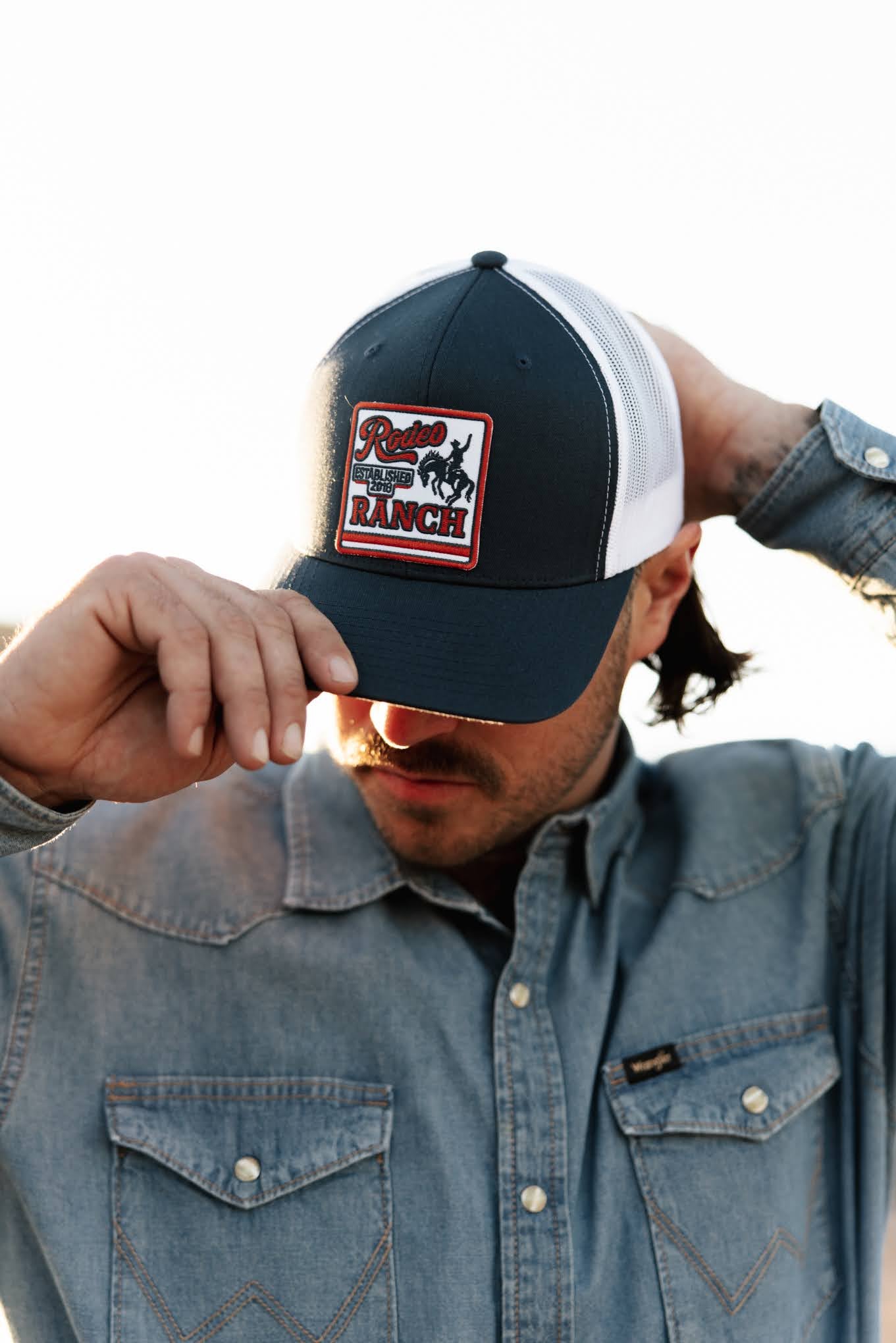 Rodeo Ranch Retro Bucker Hat - Grey and White