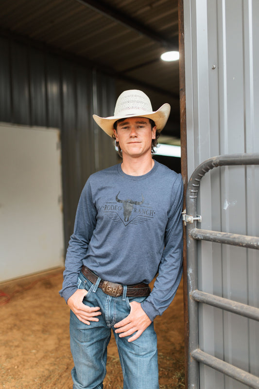 Rodeo Ranch Western Long Sleeve Shirt - Heather Denim