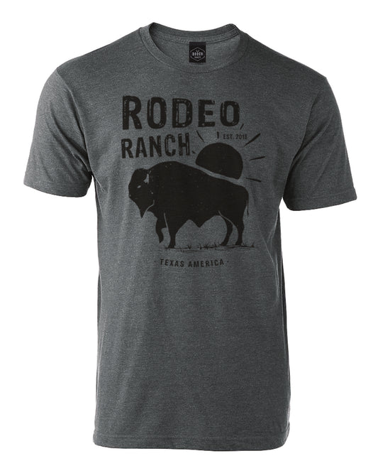 Rodeo Ranch Buffalo Short Sleeve Shirt - Heather Charcoal