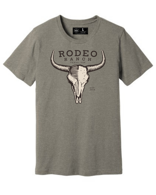 Rodeo Ranch Texas Skull Short Sleeve Shirt - Heather Stone