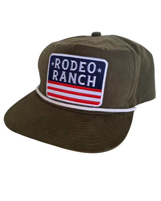 Rodeo Ranch Flag Golf Hat - Olive