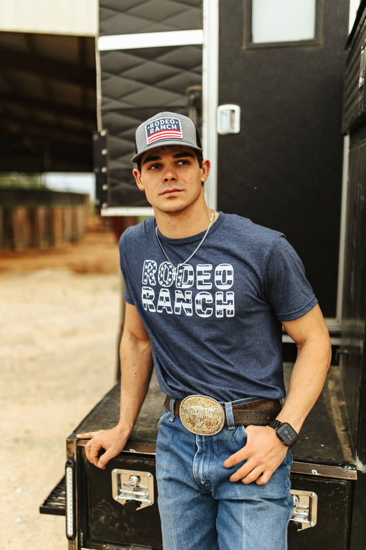 Rodeo Ranch Stars and Stripes Short Sleeve Shirt - Heather Navy