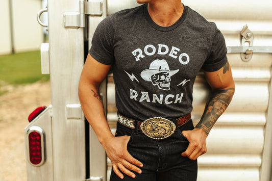 Rodeo Ranch Skull Short Sleeve Shirt - Heather Graphite