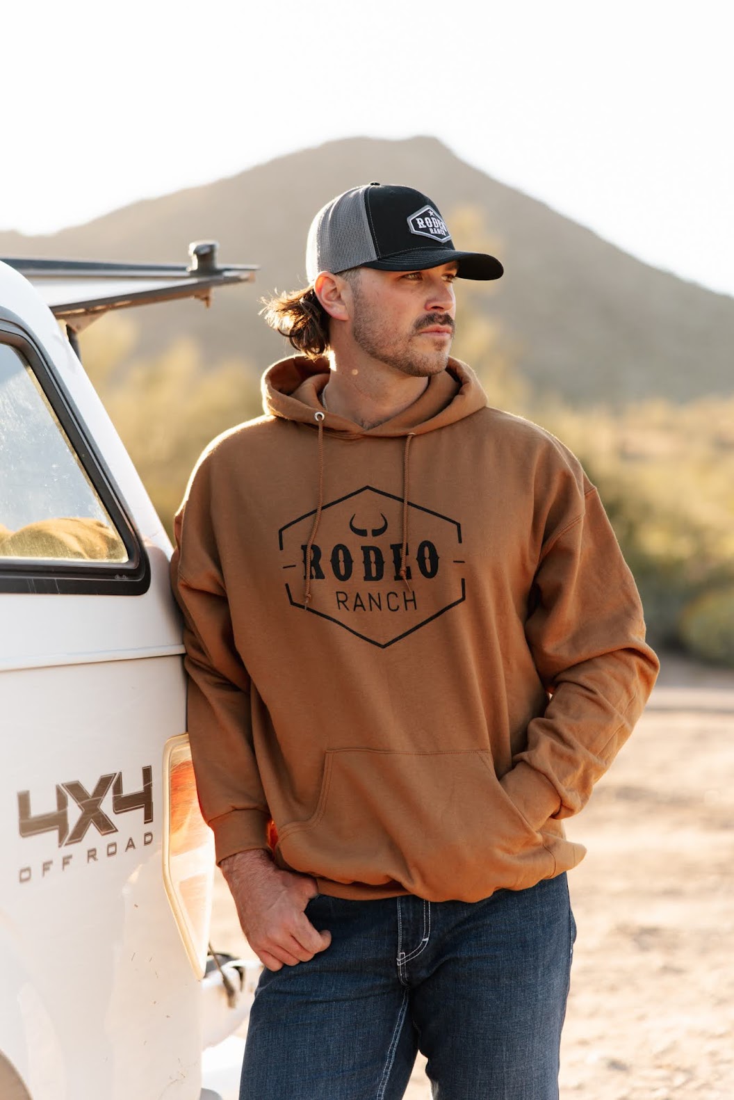 Rodeo Ranch Retro Classic Logo Men's Hoodie Sweatshirt - Golden Pecan
