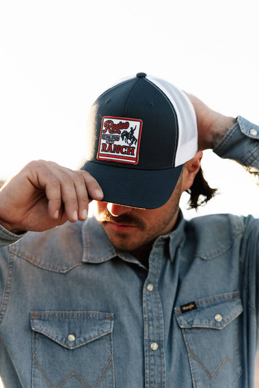 Rodeo Ranch Retro Bucker Hat - Grey and White