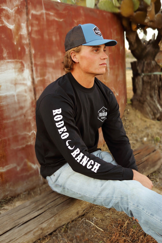 Rodeo Ranch Branding Logo Long Sleeve Shirt - Solid Black