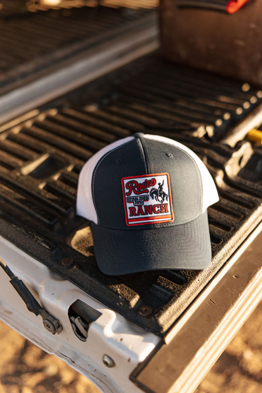 Rodeo Ranch Retro Bucker Hat - Grey and White