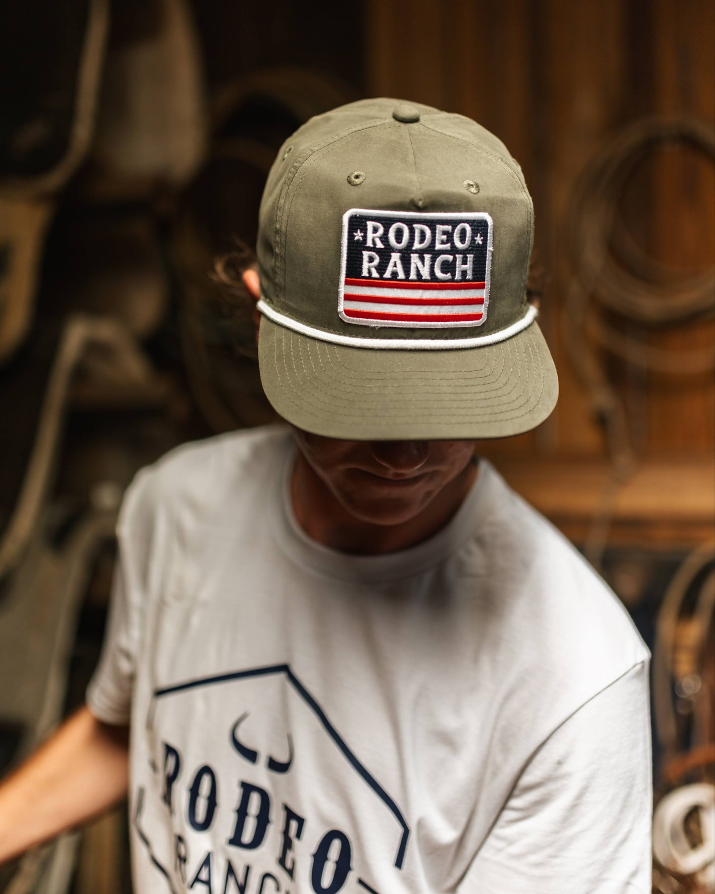 Rodeo Ranch Flag Golf Hat - Olive