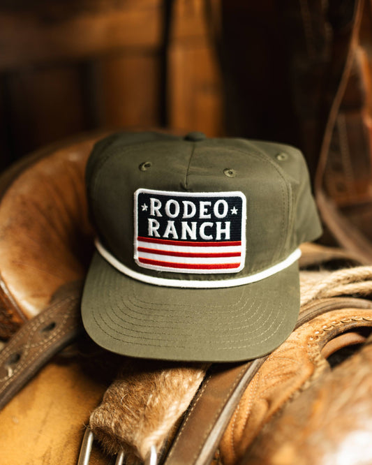 Rodeo Ranch Flag Golf Hat - Olive