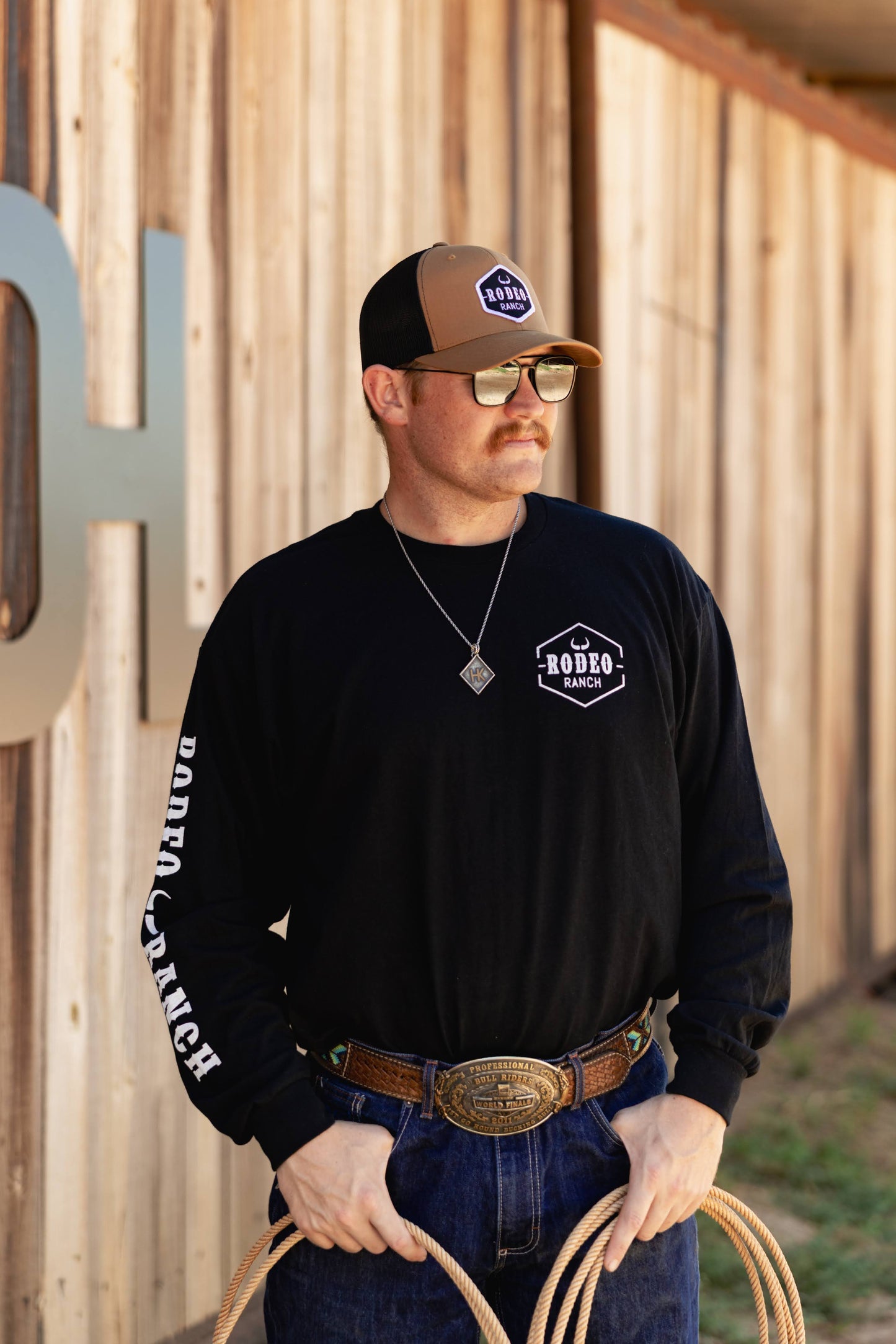 Rodeo Ranch Branding Logo Long Sleeve Shirt - Solid Black