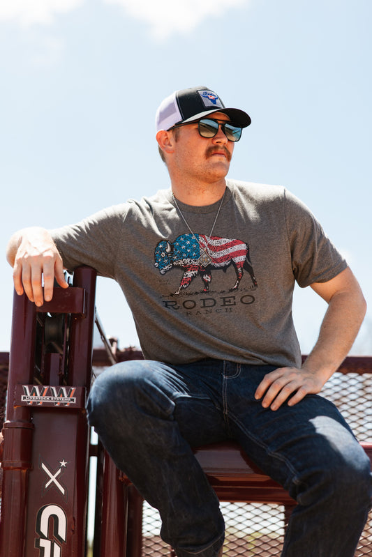 Rodeo Ranch American Buffalo Short Sleeve Shirt - Deep Heather