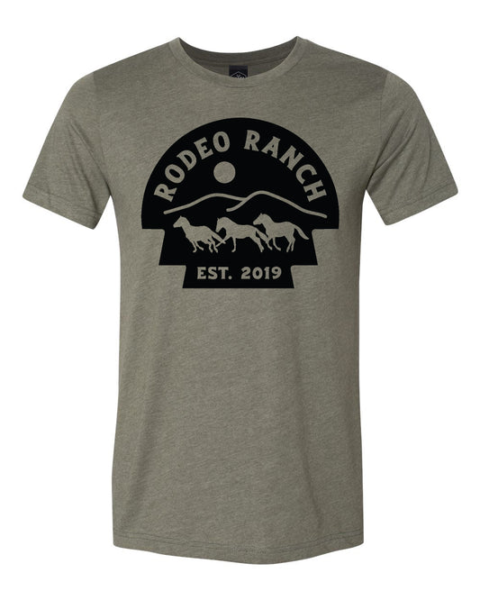 Rodeo Ranch Wild Horses Short Sleeve Shirt - Heather Military Green