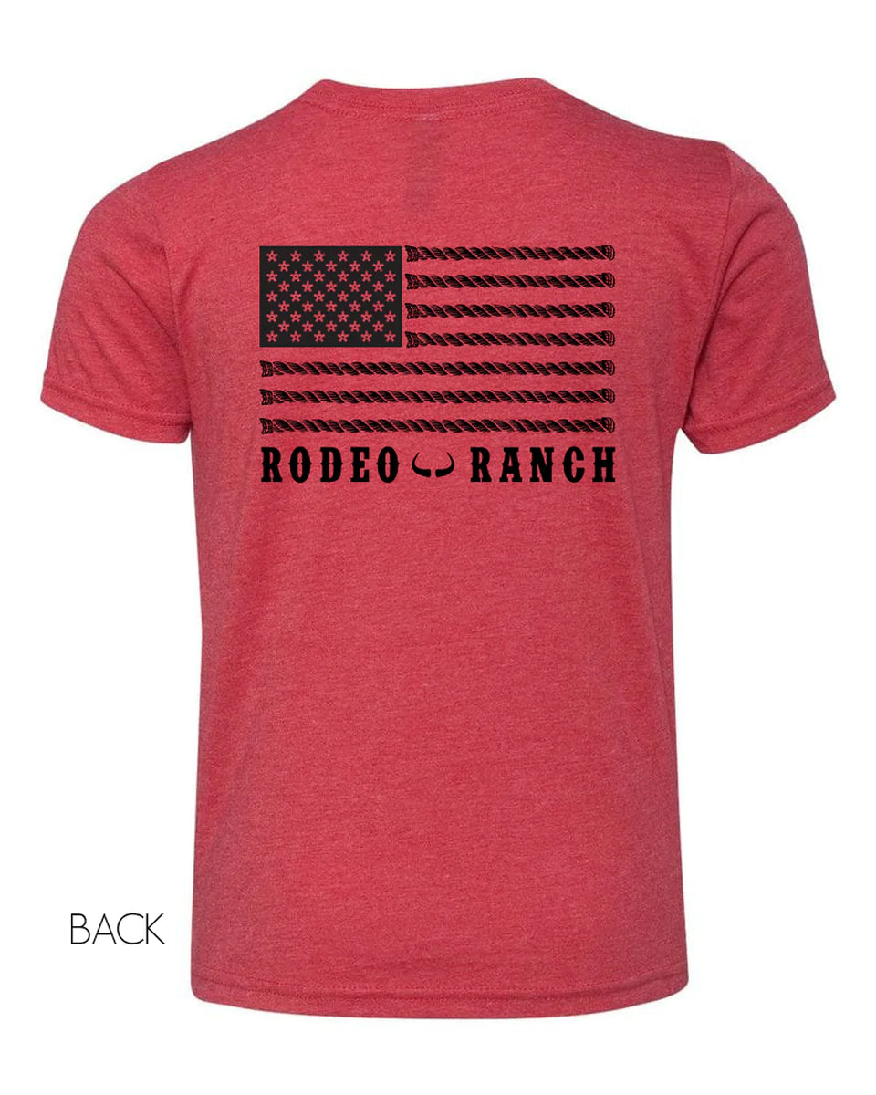 Rodeo Ranch Toddler Spur Flag Shirt - Vintage Red