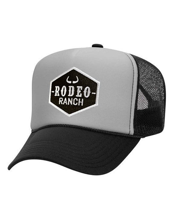 Rodeo Ranch Classic Logo Foam Front Trucker Hat - Charcoal and Black