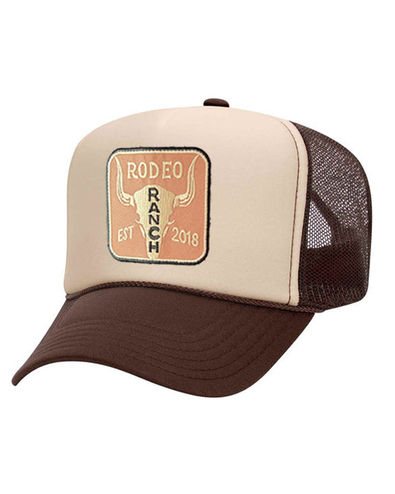Rodeo Ranch Est Foam Front Trucker Hat - Tan and Brown