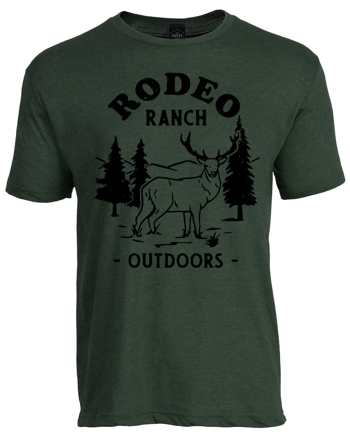 Rodeo Ranch Elk Short Sleeve Shirt - Heather Forest