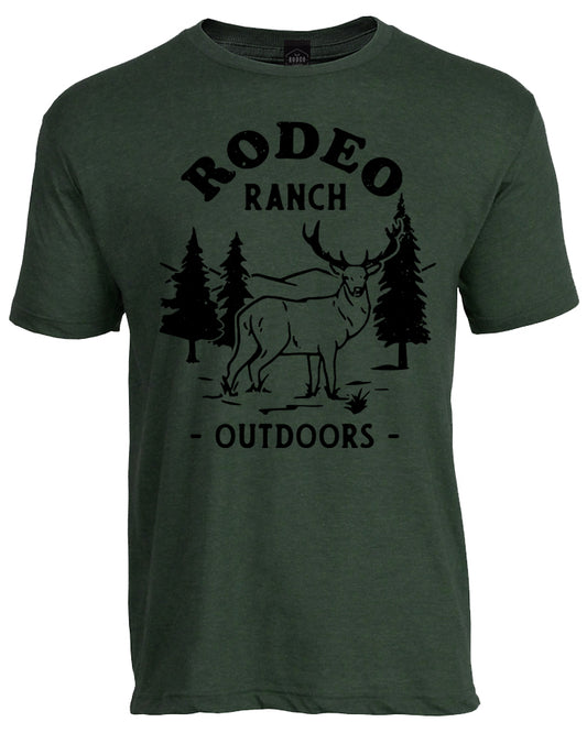 Rodeo Ranch Elk Short Sleeve Shirt - Heather Forest