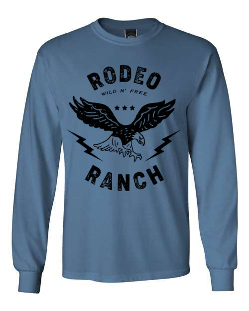 Rodeo Ranch Eagle Long Sleeve Shirt - Indigo Blue