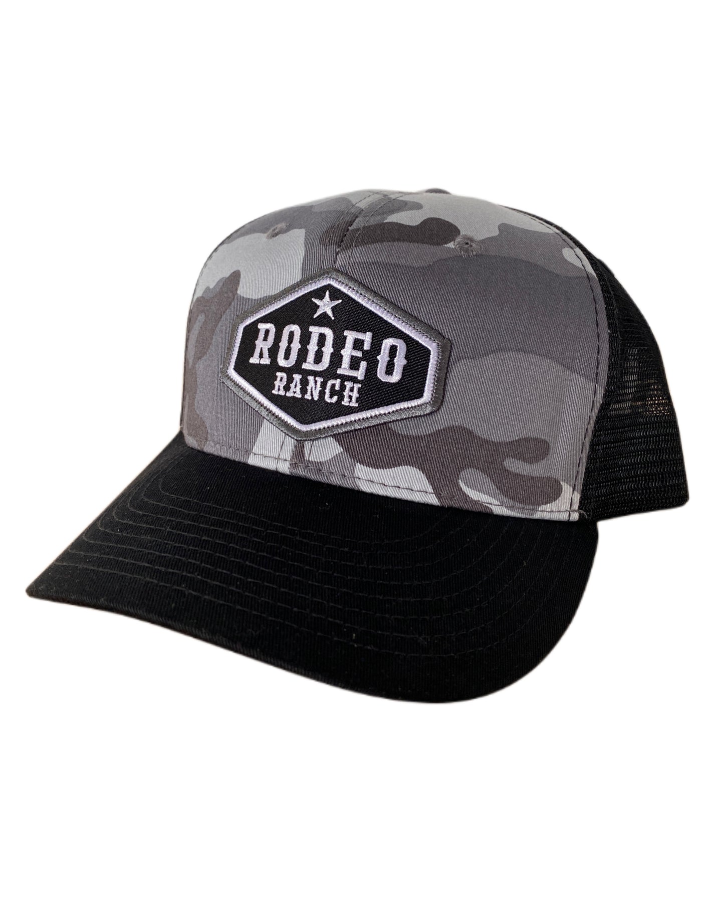 Rodeo Ranch Retro Star Hat - Black Urban Camo and Black