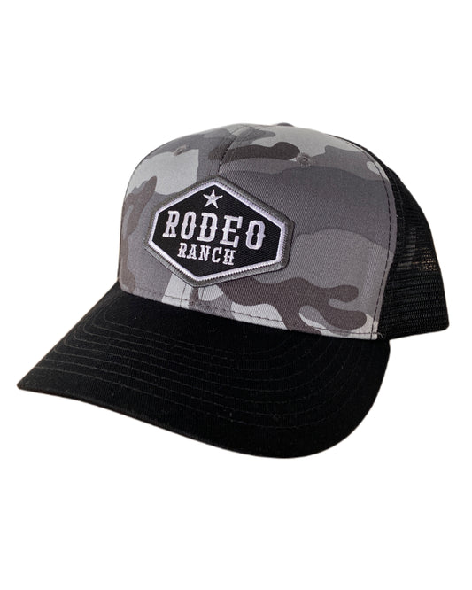 Rodeo Ranch Retro Star Hat - Black Urban Camo and Black